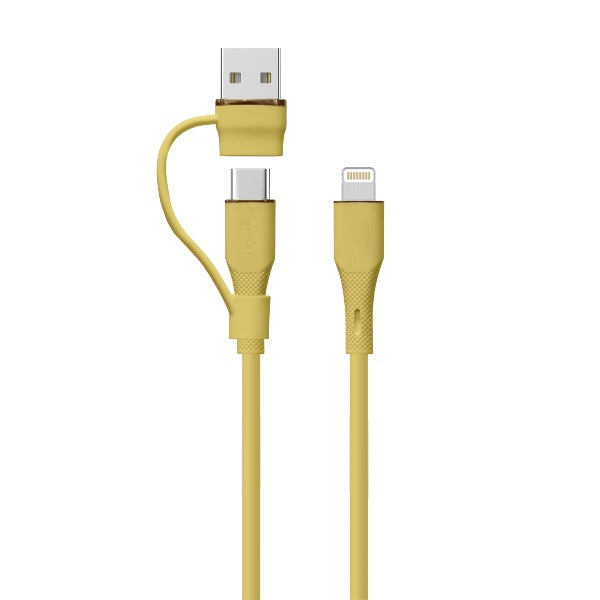 كيبل Celeris PowerDuo من ليزل 2 في 1 بقوة 27 واط USB-C إلي Lightning سيليكون مع USB-A مدمج 1 متر | أصفر كيبل Celeris PowerDuo من ليزل 2 في 1 بقوة 27 واط USB-C إلي Lightning سيليكون مع USB-A مدمج 1 متر | أصفر